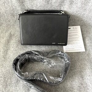 NWT Ami Paris Black Leather Lunch Box Bag with Wide Crossbody Straps